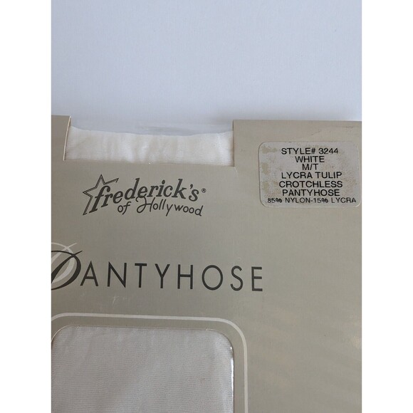 Fredericks Of Hollywood Crotchless Nylon Pantyhose White Medium/Tall Bridal - Picture 2 of 3